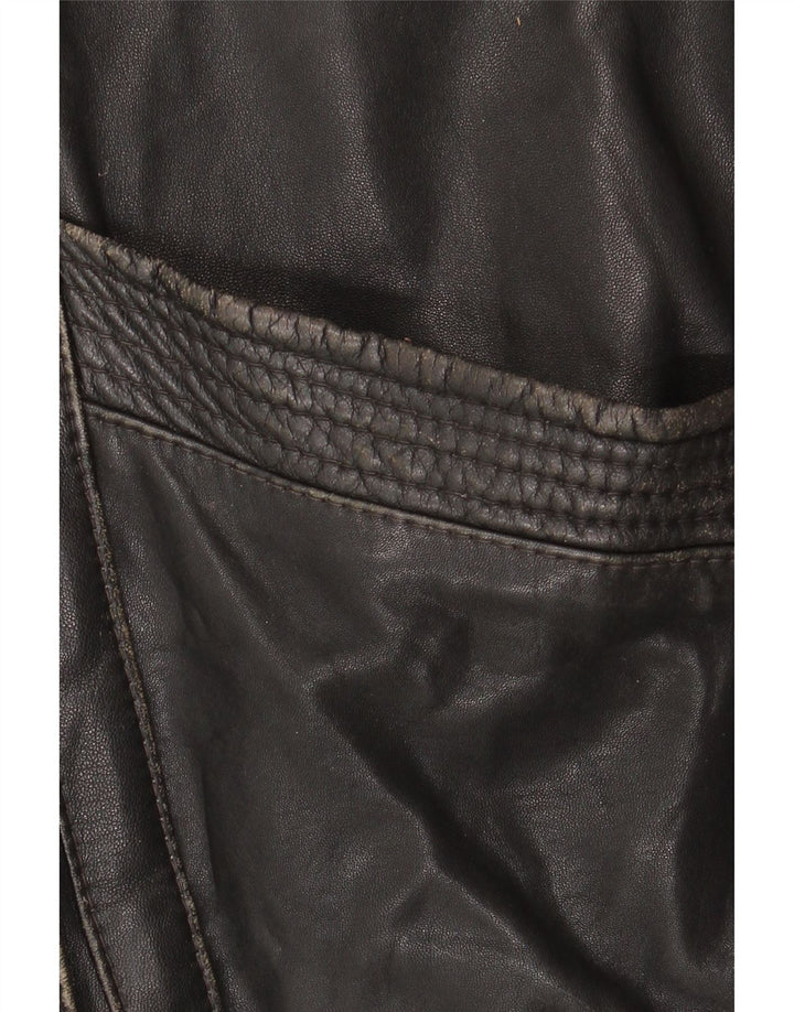 Vintage Damen Übergroße Lederjacke EU 46 XL Schwarzes Leder