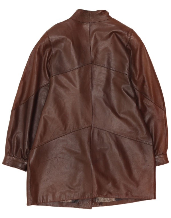 Vintage Damen Übergroßer Ledermantel UK 14 Mittelbraun