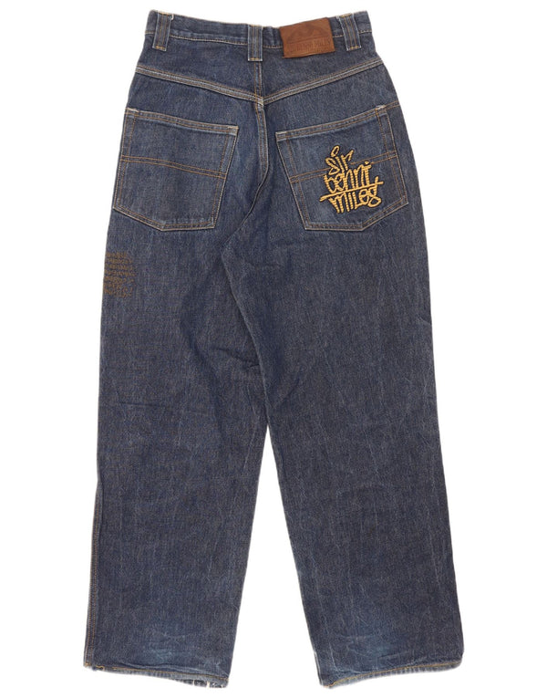 SIR BENNI MILES Damen Graphic High Waist Tapered Jeans W27 L29 Marineblau