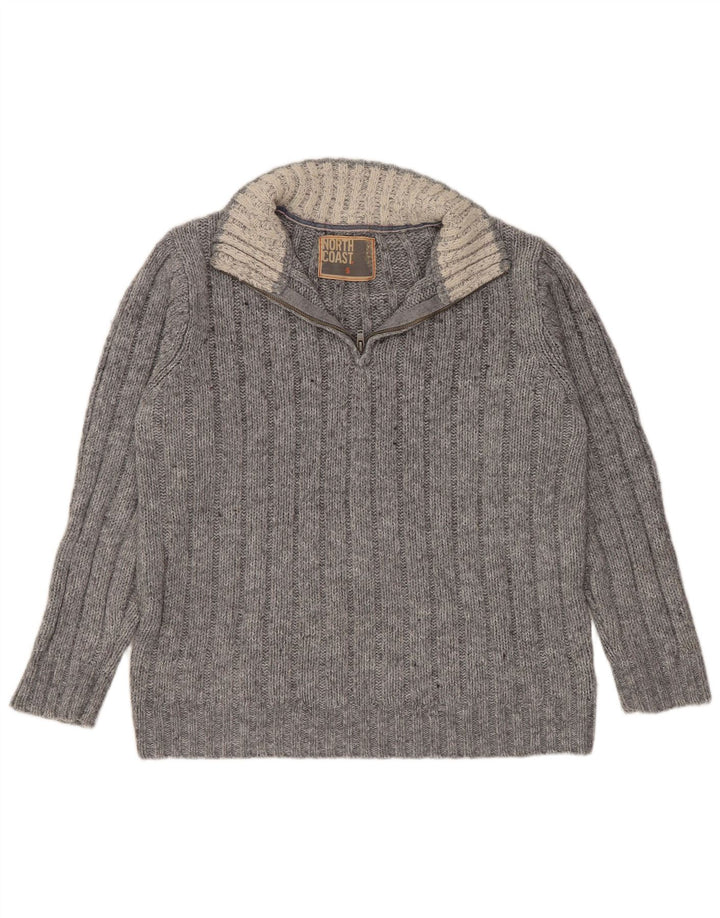 MARKS & SPENCER Herren-Pullover mit Reißverschluss am Kragen, Größe S, Grau, Acryl