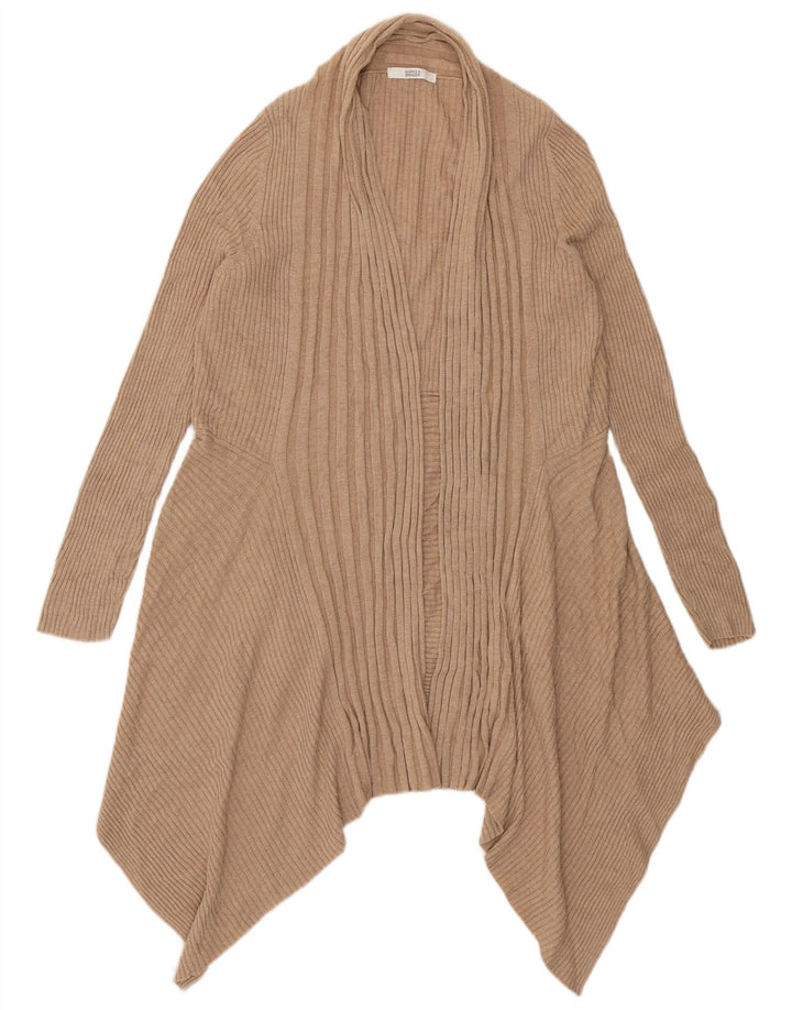 Marks & Spencer Damen Asymmetrischer offener Cardigan-Pullover UK 16 Large Beige