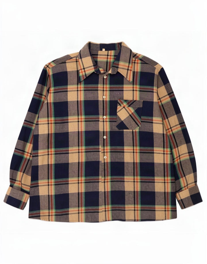Vintage Herren Flanellhemd Größe 47 2XL Mehrfarbig kariert