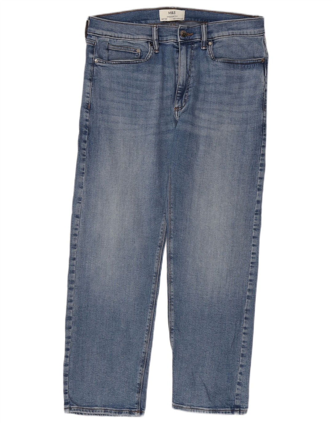 Marks & Spencer Herren Straight Jeans W32 L29 Blaue Baumwolle