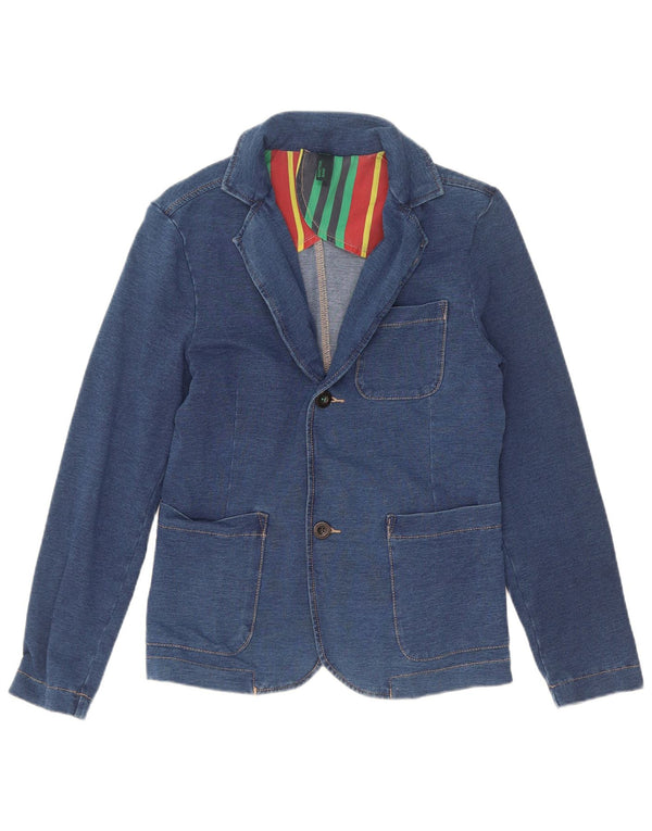 Benetton Mädchen-Jeansblazer mit 2 Knöpfen, 11–12 Jahre, 2XL, blaue Baumwolle