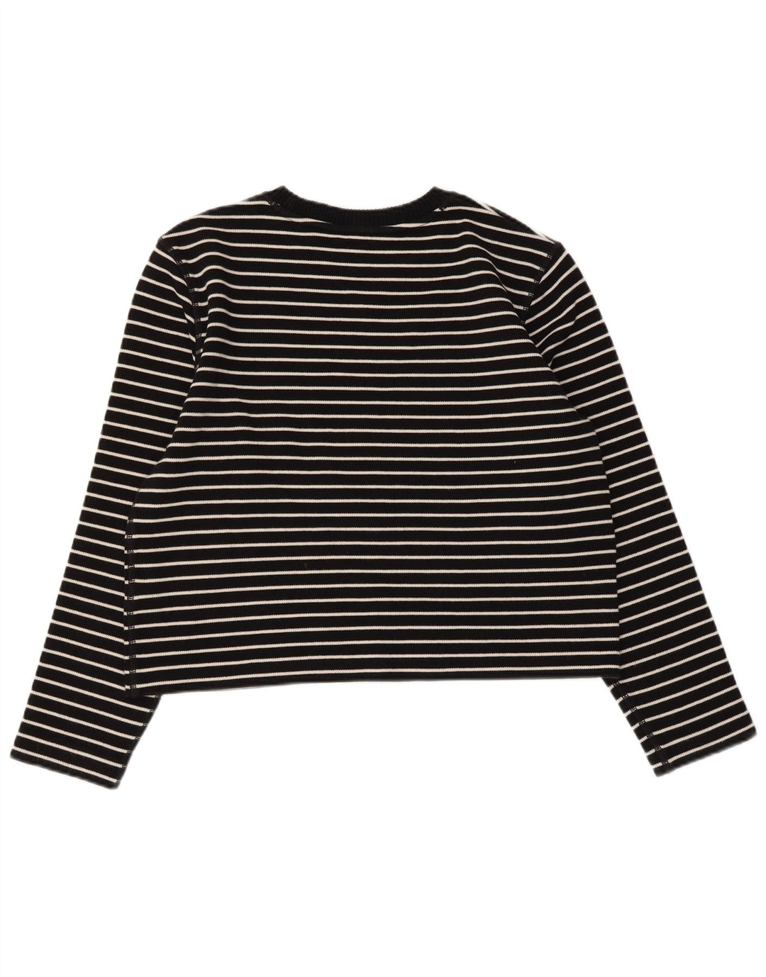 Massimo Dutti Damen Top Langarm UK 14 Mittelschwarz gestreift Baumwolle
