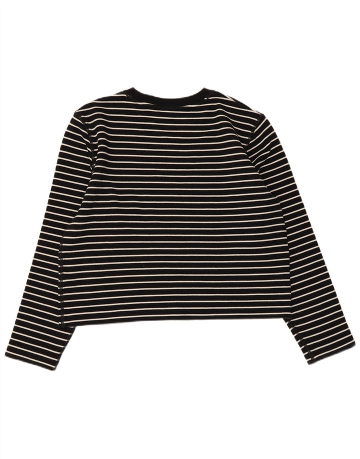Massimo Dutti Damen Top Langarm UK 14 Mittelschwarz gestreift Baumwolle