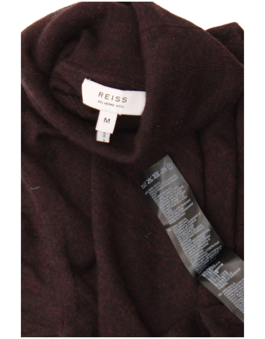 Reiss Herren-Rollkragenpullover aus Wolle in mittlerer Burgunderrotfarbe