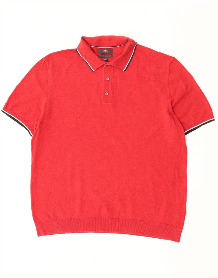 Marks & Spencer Herren-Pullover mit Rollkragen, groß, rot gestreift