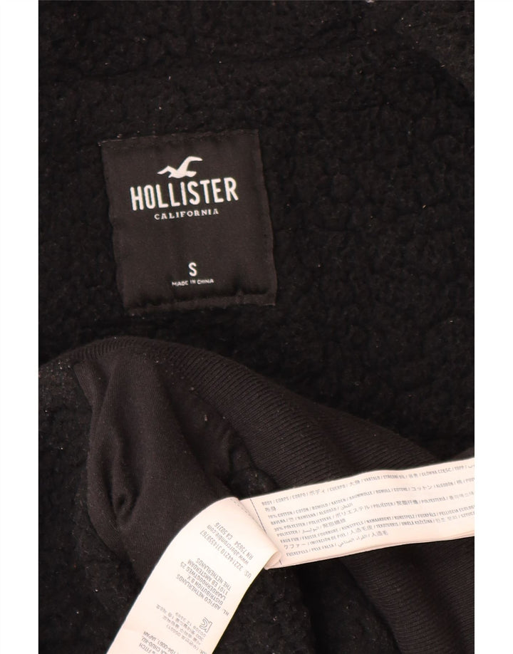 HOLLISTER Herren-Kapuzenpullover mit grafischem Reißverschluss, Größe S, schwarze Baumwolle