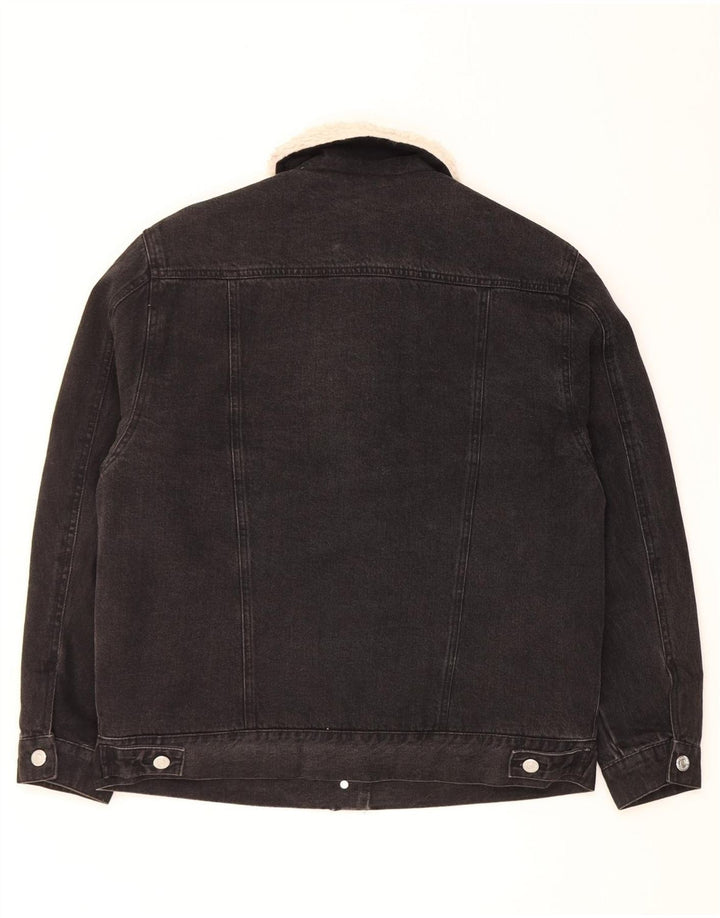 Topshop Damen-Jeans-Sherpa-Jacke in Übergröße, UK 10, Größe S, Schwarz, Baumwolle