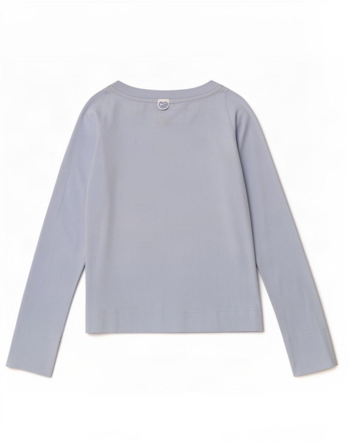 Nike Damen Top Langarm UK 10/12 Mittelblaue Baumwolle