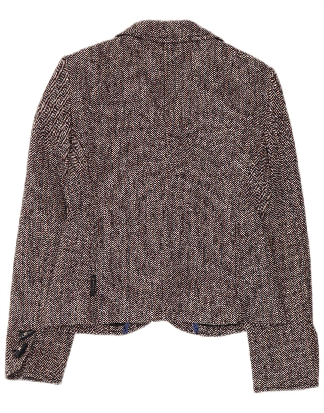 ARMANI JEANS Damen 4-Knopf-Blazerjacke IT 42 Mittelgrauer Fischgrätenmuster