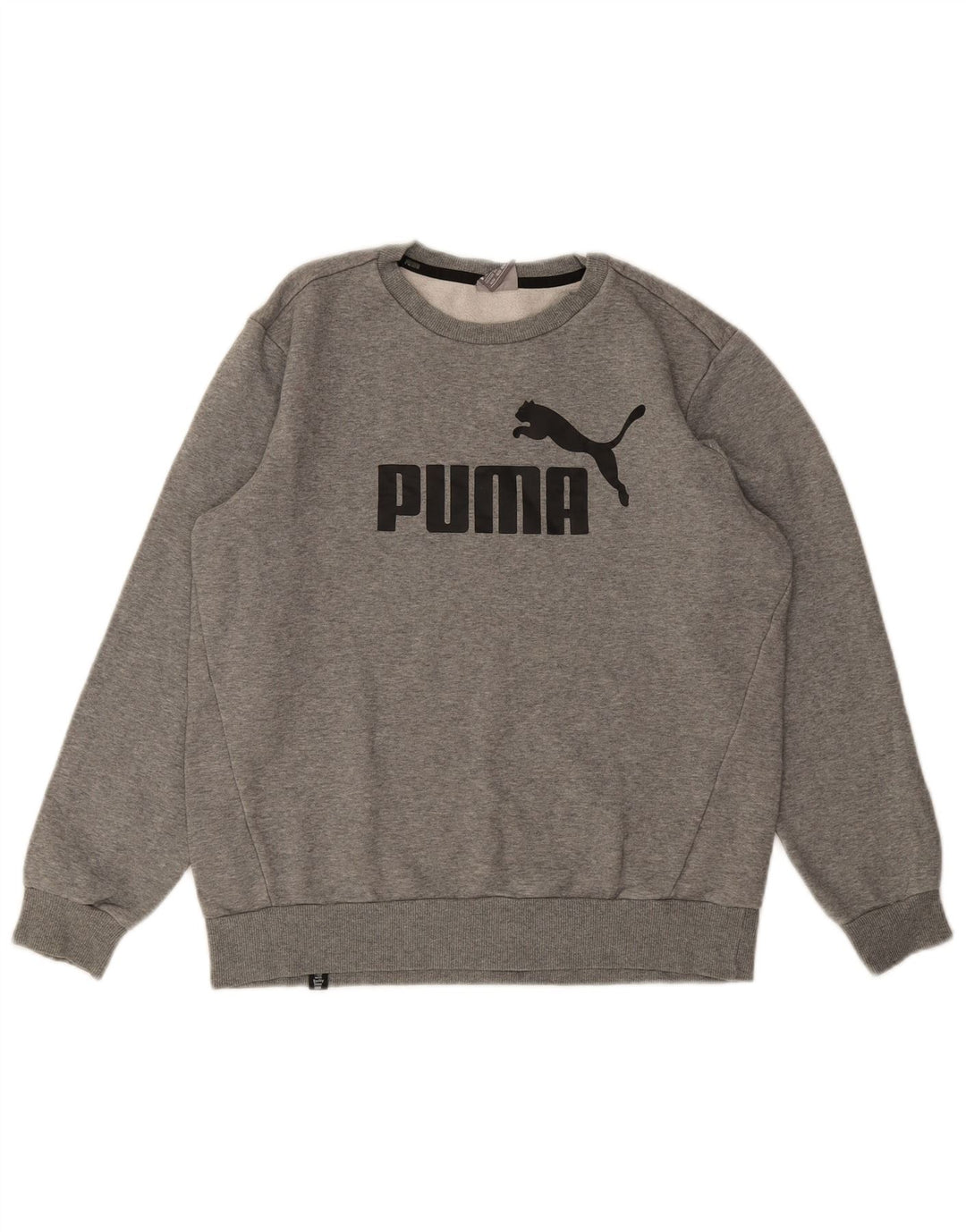 PUMA Herren Grafik-Sweatshirt-Pullover aus mittelgrau gefleckter Baumwolle