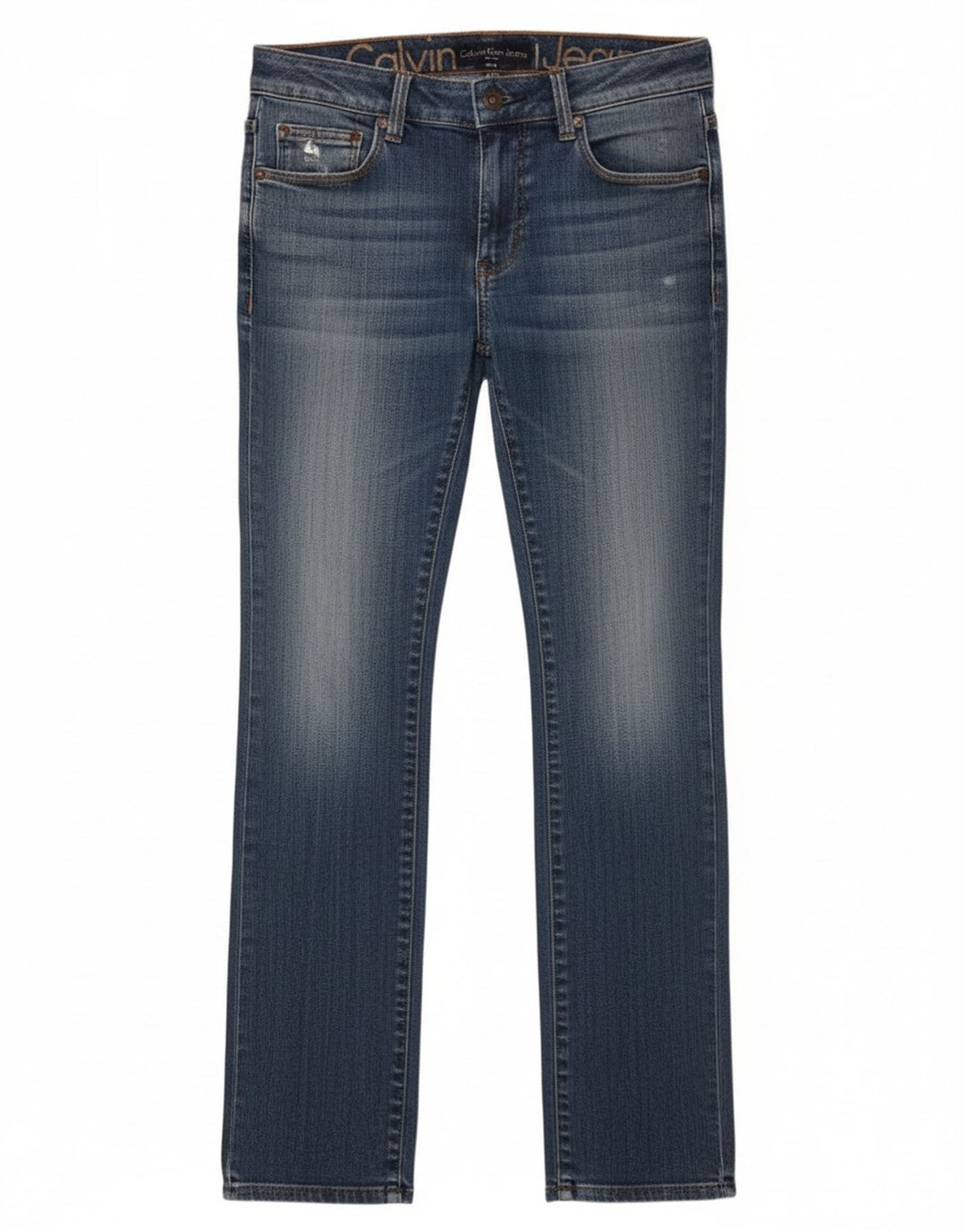 Calvin Klein Damen Slim Jeans W27 L34 Blaue Baumwolle