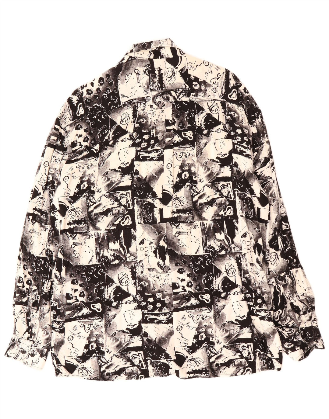 VINTAGE Herren Hemd mit abstraktem Muster, Größe 41, groß, Schwarz