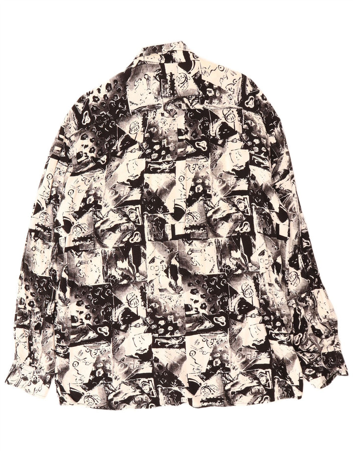 VINTAGE Herren Hemd mit abstraktem Muster, Größe 41, groß, Schwarz