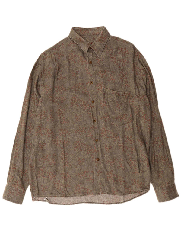 Rodrigo Herrenhemd Größe 40 15 1/2 mittelgraue Paisley-Viskose