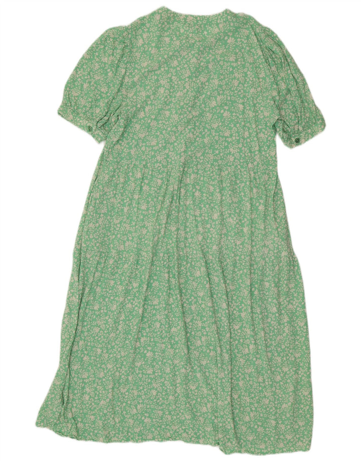 Marks & Spencer Damen Maxikleid UK 14 Mittelgrüne Viskose mit Blumenmuster
