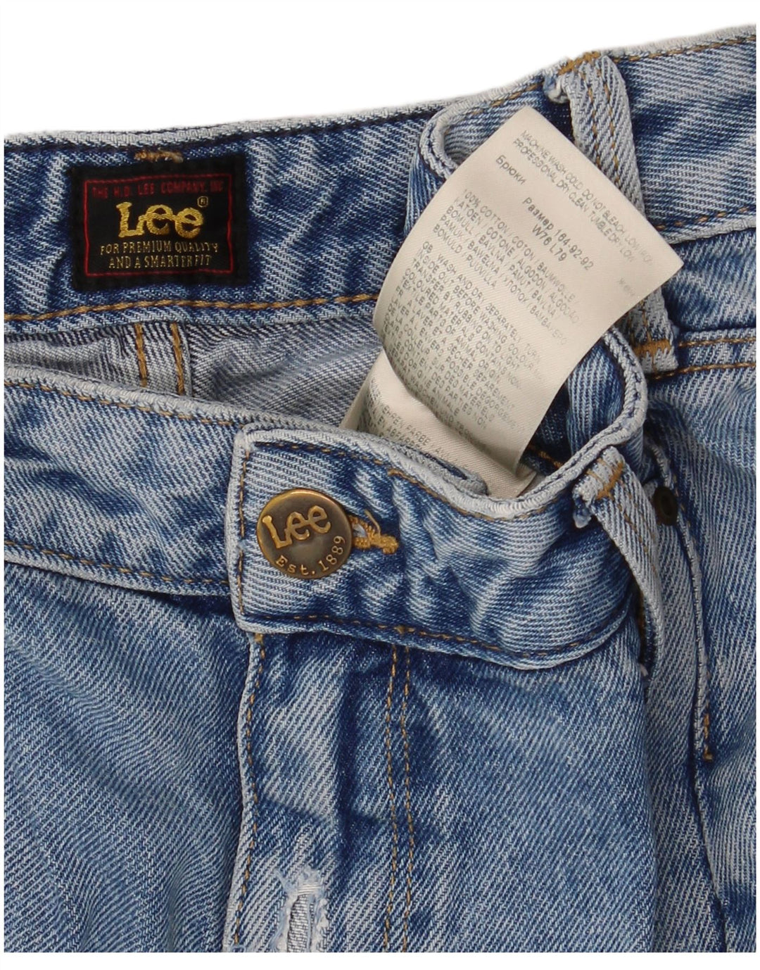 Lee Herren Mom Straight Jeans W30 L31 Blaue Baumwolle
