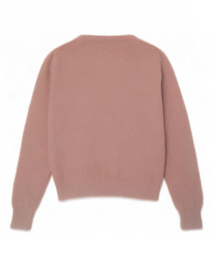 Guess Damen-Pullover mit bauchfreiem U-Boot-Ausschnitt, Gr. 12, Mittelrosa