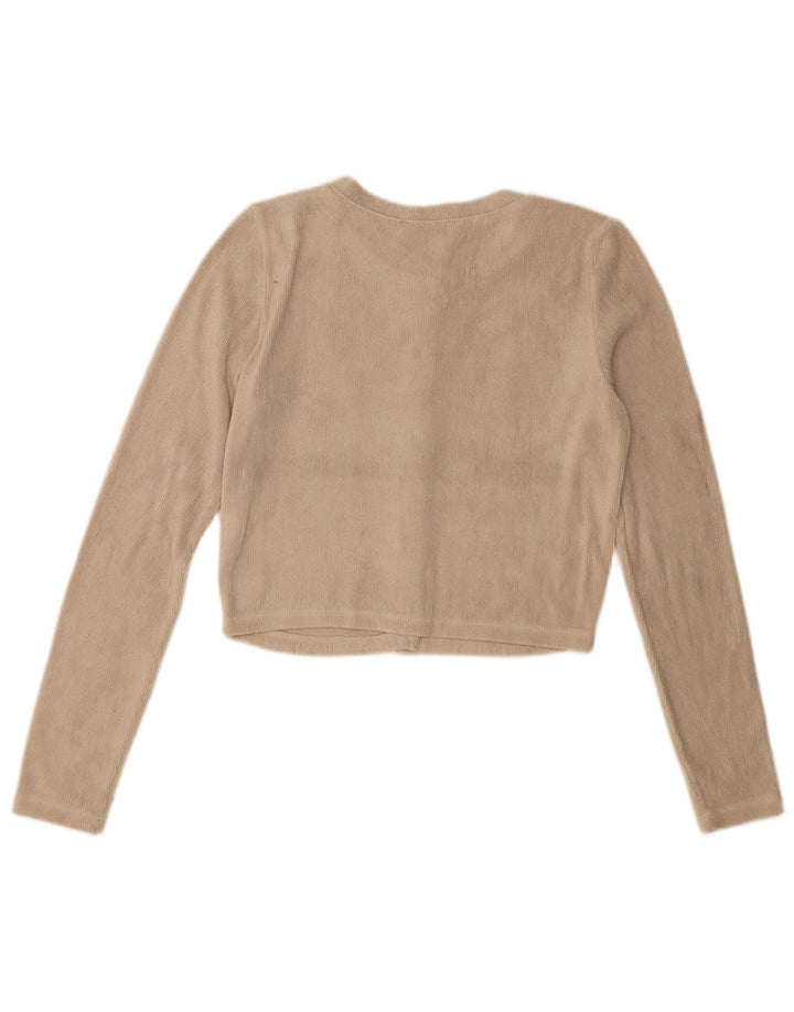 Zara Damen Crop Cardigan Pullover UK 10 Small Beige Polyester