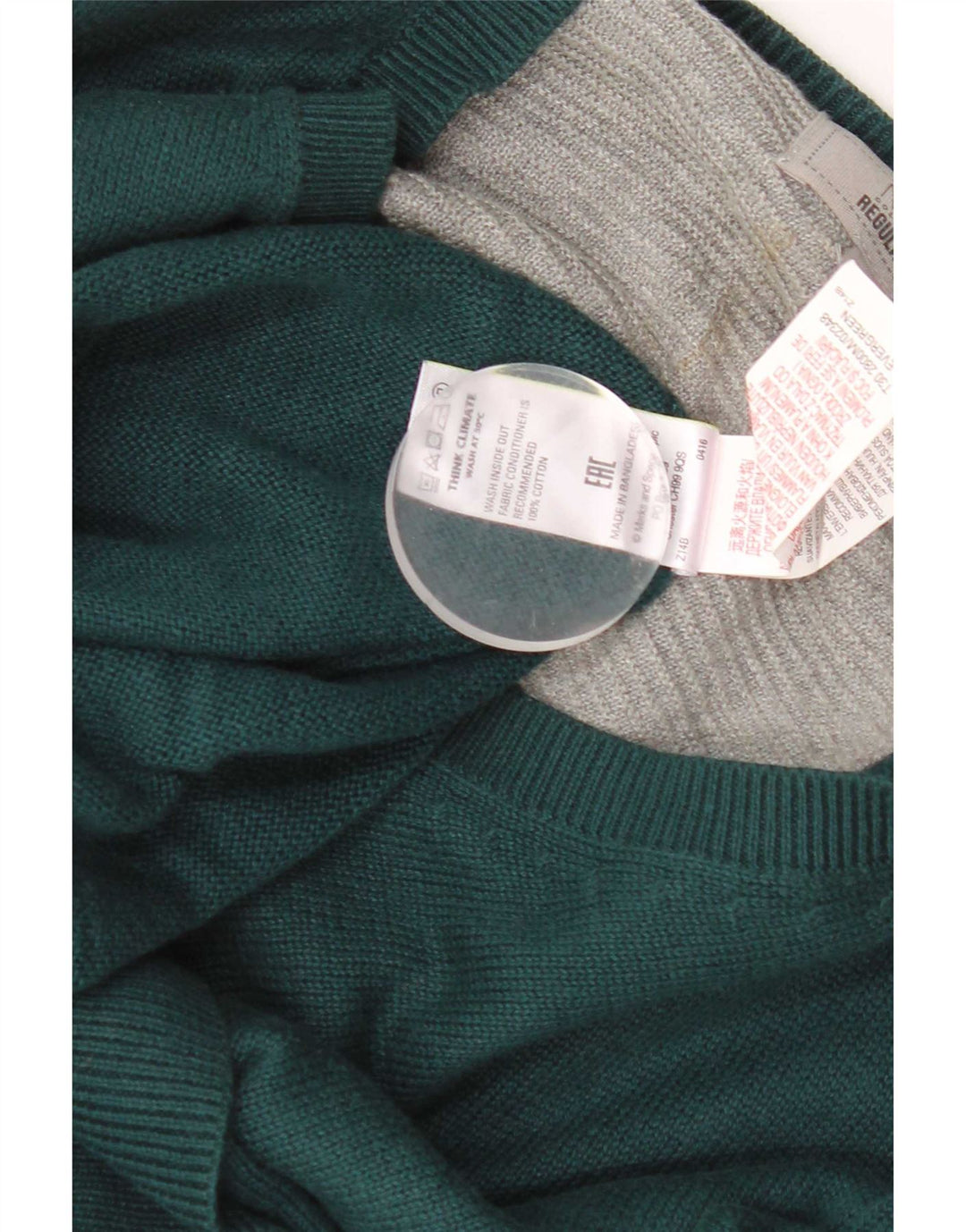 Marks & Spencer Herren-Pullover, reguläre Passform, V-Ausschnitt, groß, grüne Baumwolle