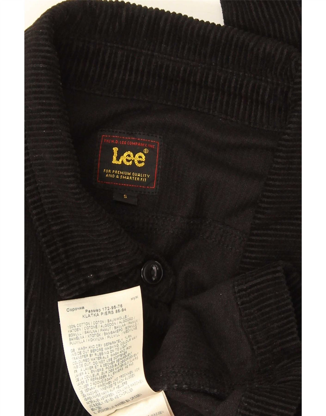 Lee Herren Cordjacke UK 36 Small Schwarz Baumwolle