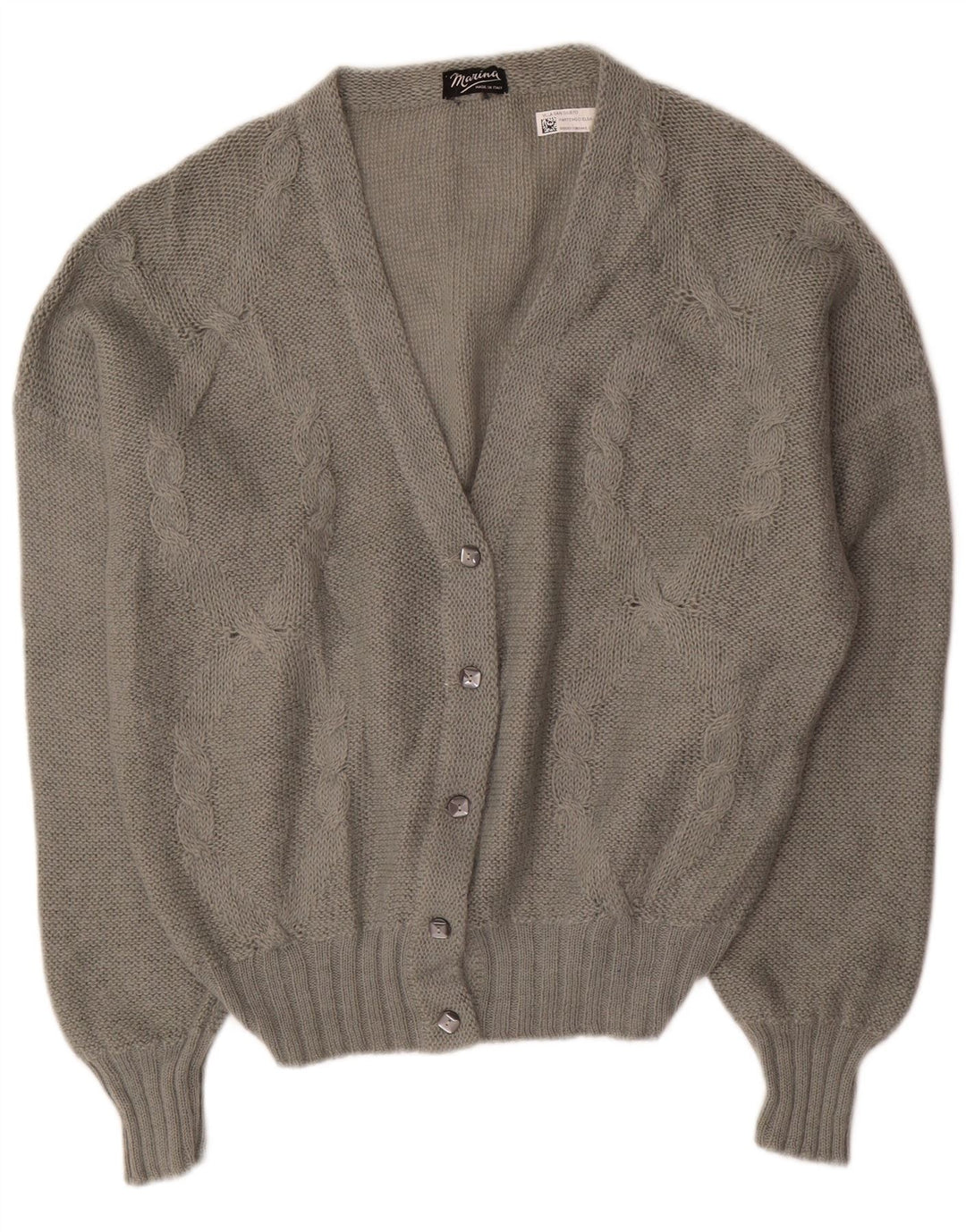 Vintage Damen Cardigan Pullover UK 18 XL Grau Mohair