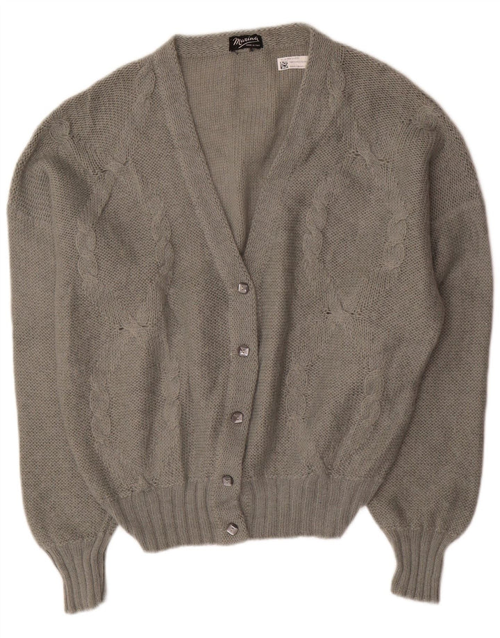 Vintage Damen Cardigan Pullover UK 18 XL Grau Mohair