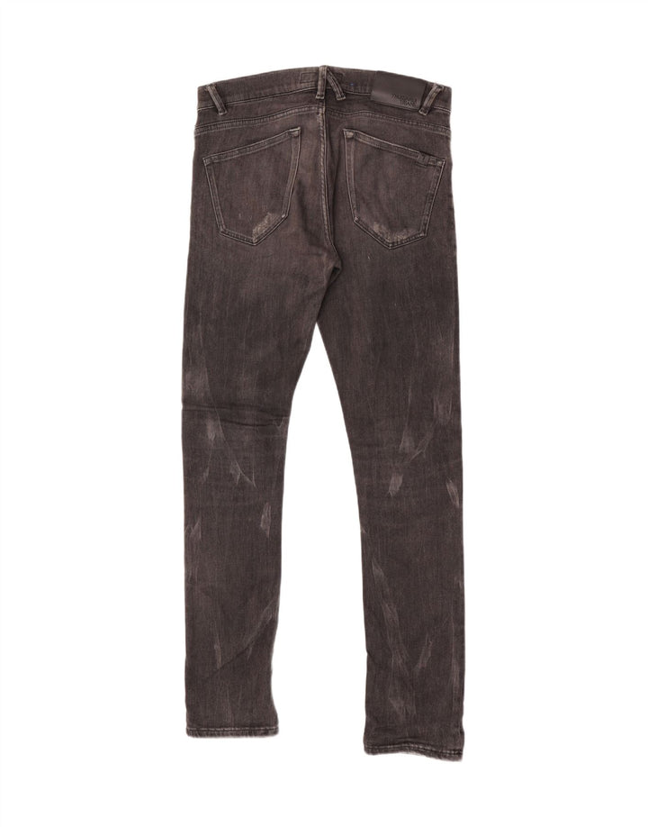 Trussardi Herren Distressed Slim Jeans W33 L34 Schwarze Baumwolle