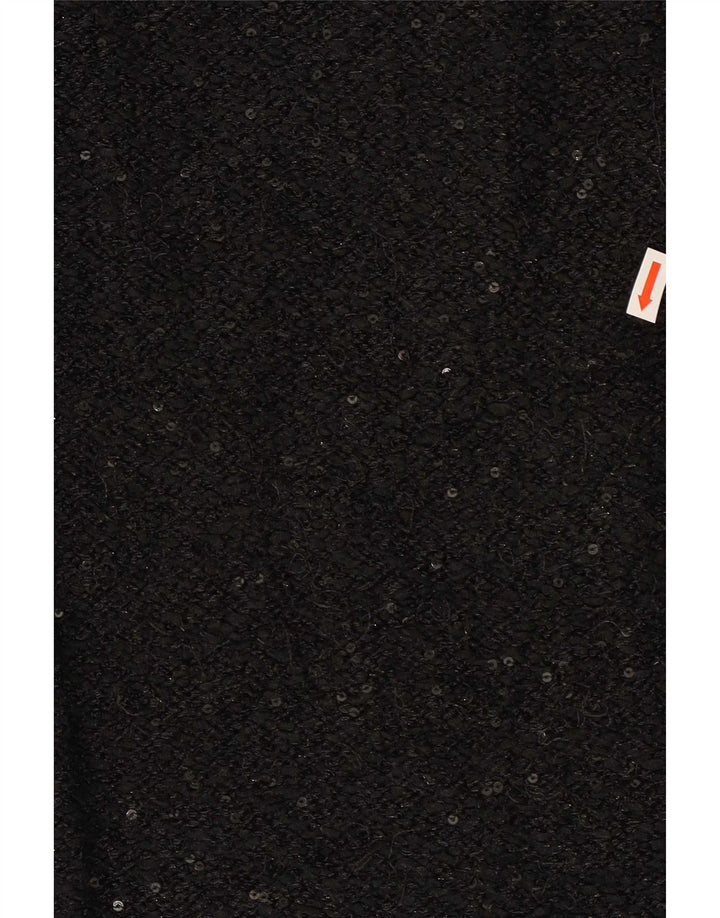 Zara Damen Top 3/4 Ärmel UK 12 Medium Schwarz