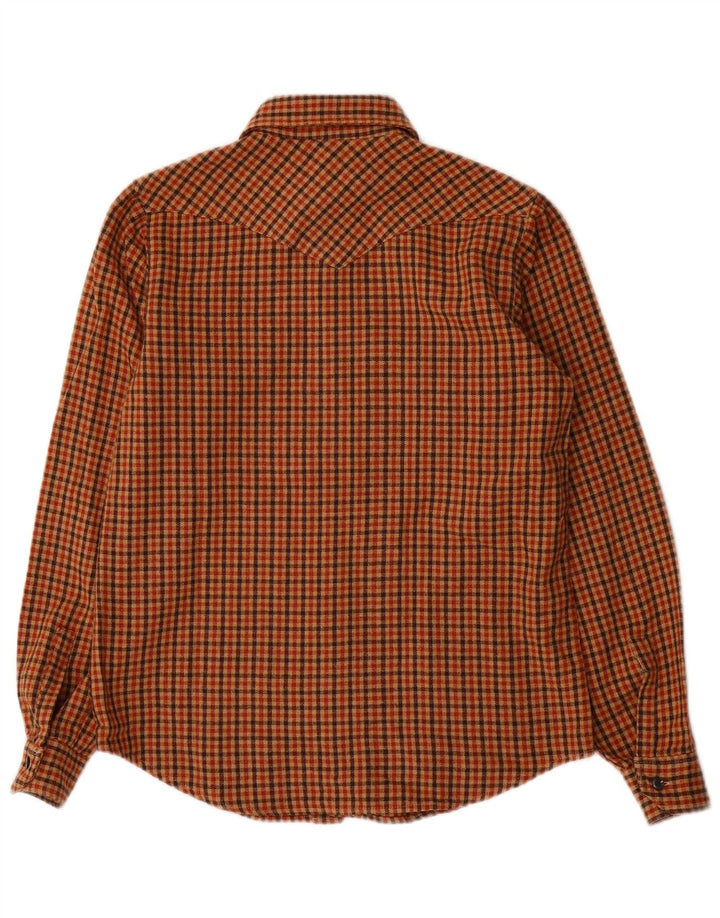 Wrangler Herren-Flanellhemd, Größe 14, klein, orange kariert