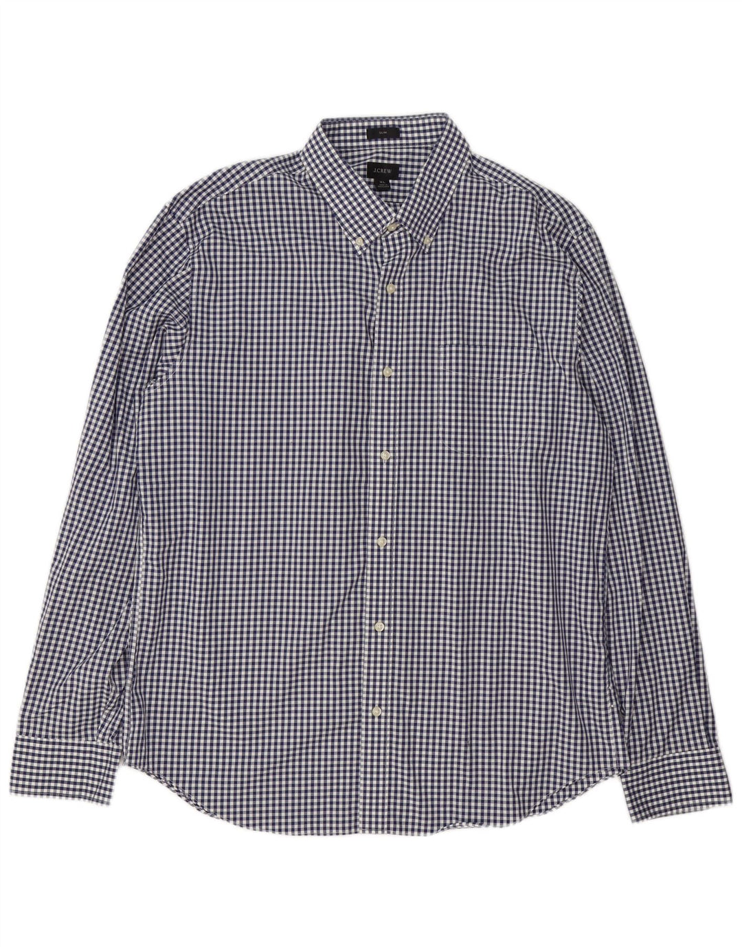 J. Crew Slim-Hemd für Herren, XL, Marineblau, Gingham-Baumwolle