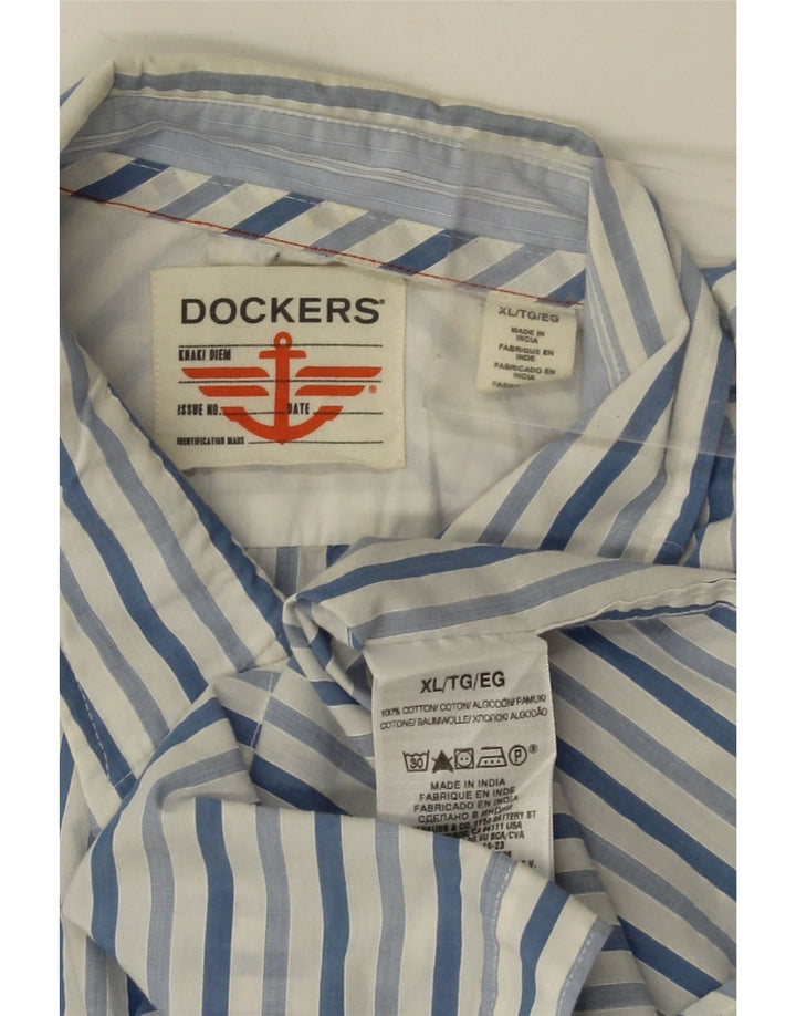 Dockers Herrenhemd XL, blaue Nadelstreifen-Baumwolle
