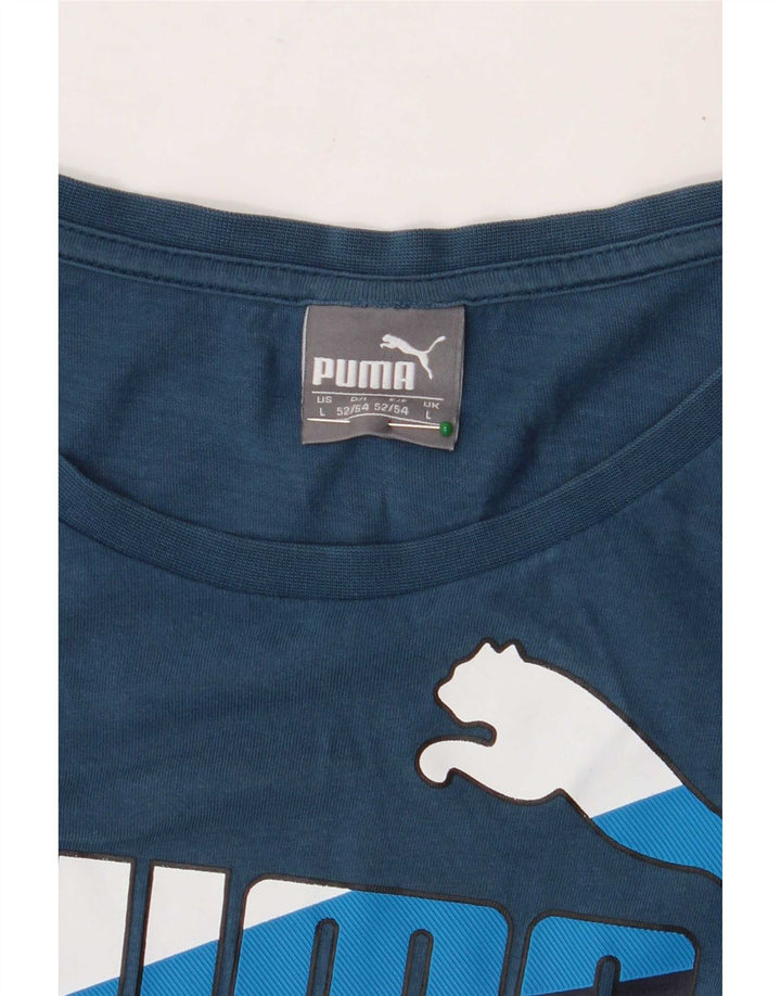 Puma Herren T-Shirt mit Grafik, Größe L, Blau