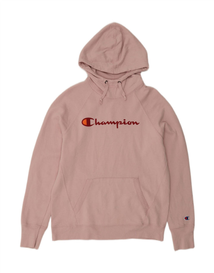 CHAMPION Womens Graphic Hoodie Jumper UK 14 Medium Pink Polyester Vintage Champion and Second-Hand Champion from Messina Hembry 