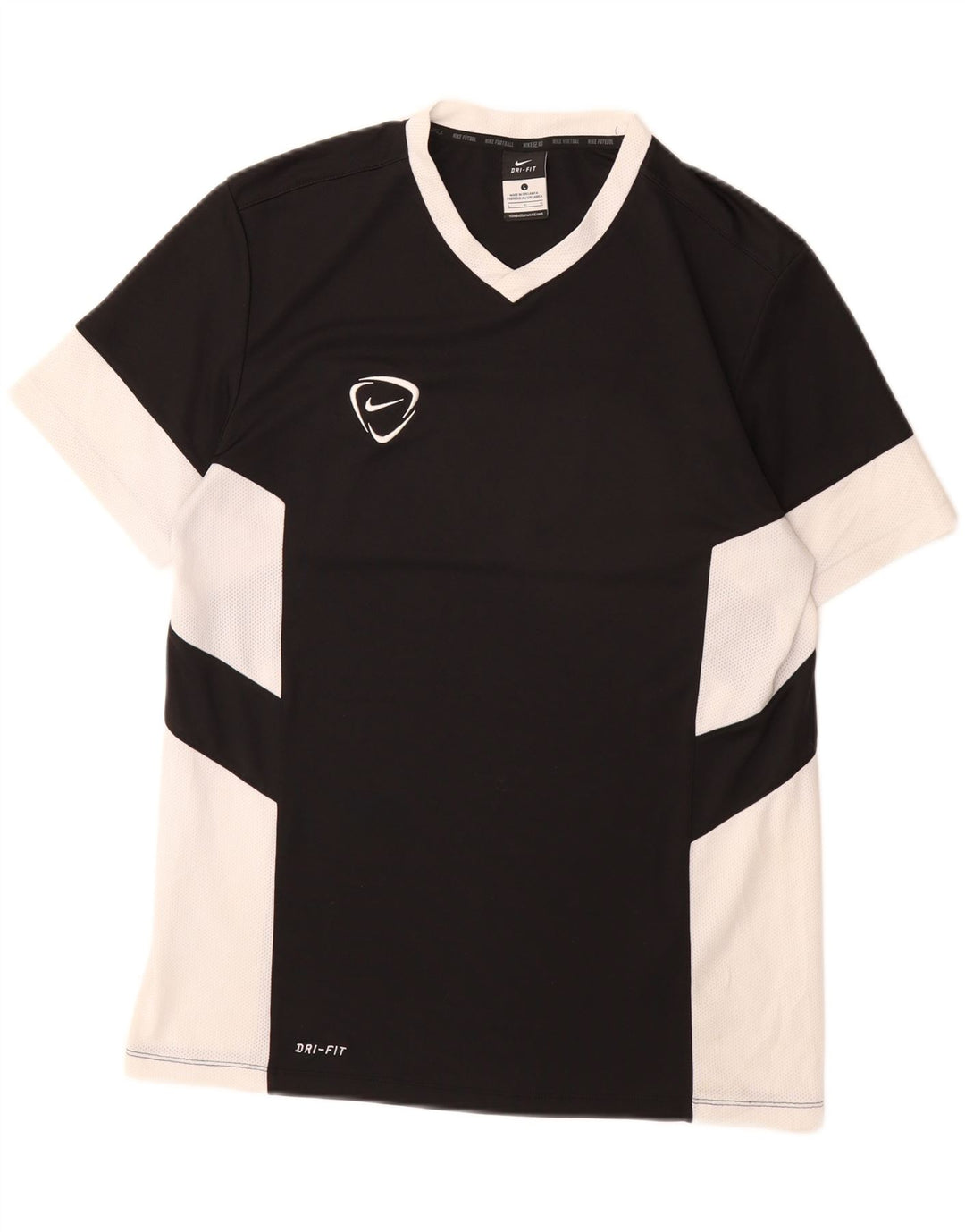 NIKE Mens Dri Fit Graphic T-Shirt Top Large Black Colourblock Polyester Vintage Nike and Second-Hand Nike from Messina Hembry 