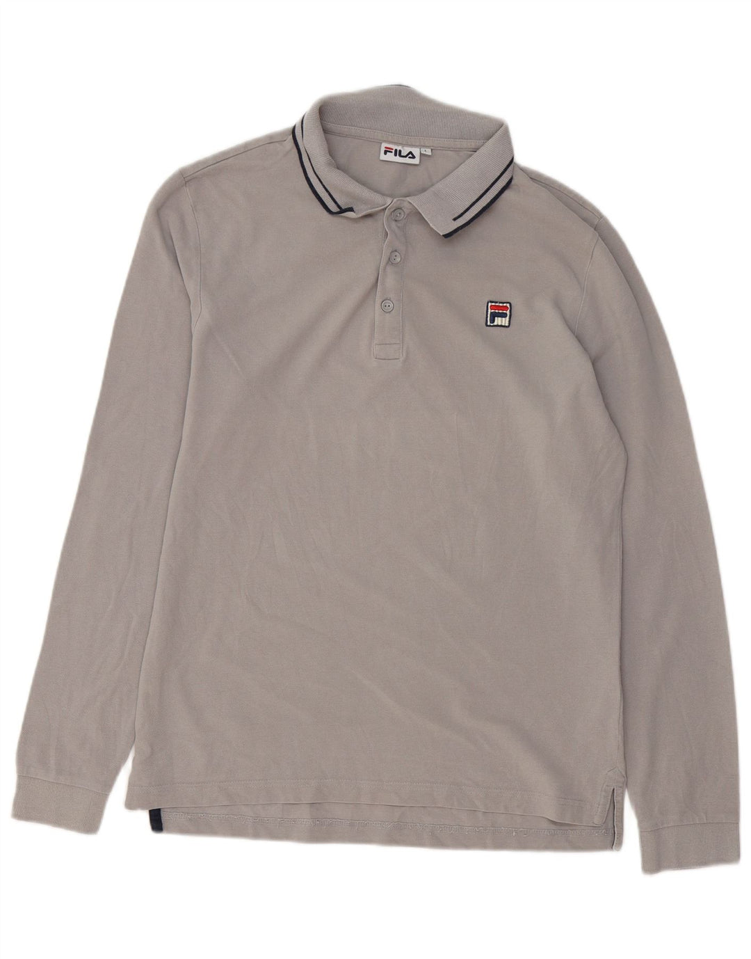Fila Herren-Langarm-Poloshirt, große graue Baumwolle