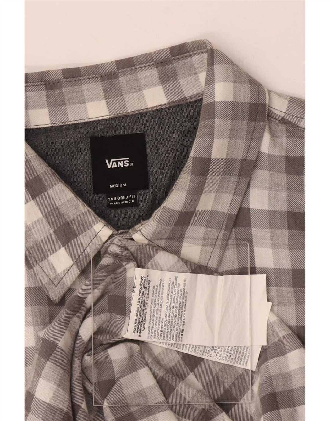 Vans Tailored Fit-Hemd für Herren aus mittelgrauer Baumwolle mit Karomuster
