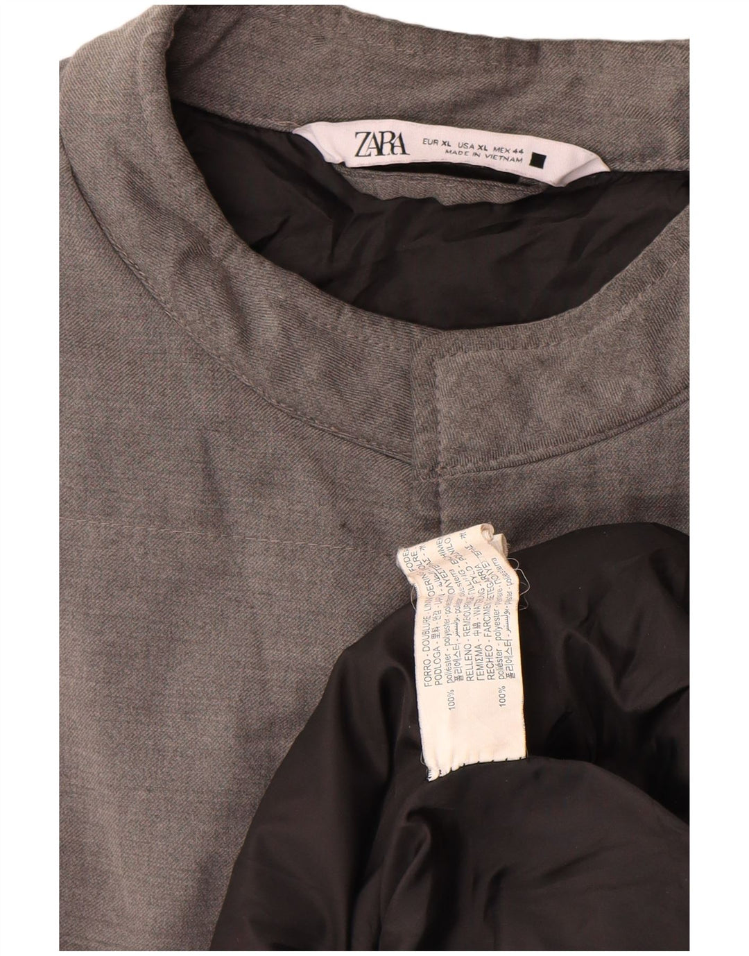 Zara Herren Wattierte Weste UK 42 XL Grau Polyester