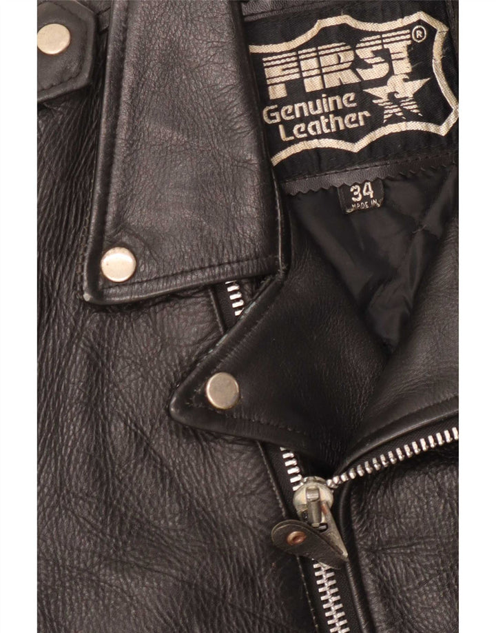 First Herren Leder Bikerjacke UK 34 XS Schwarz