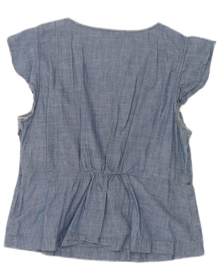 J. CREW Damen-Blusenoberteil, UK-Größe 44, Größe L, Blau, Baumwolle