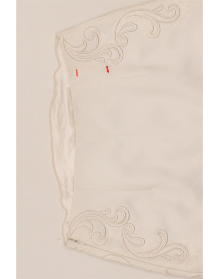 TED BAKER Womens Pencil Skirt Size 3 Medium W30 White Paisley Polyester Vintage Ted Baker and Second-Hand Ted Baker from Messina Hembry 