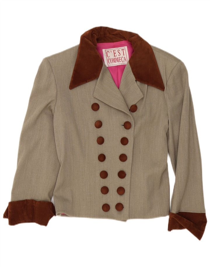 C'EST COMMECA Damen Blazer Jacke UK 12 Mittelgrau Farbblock
