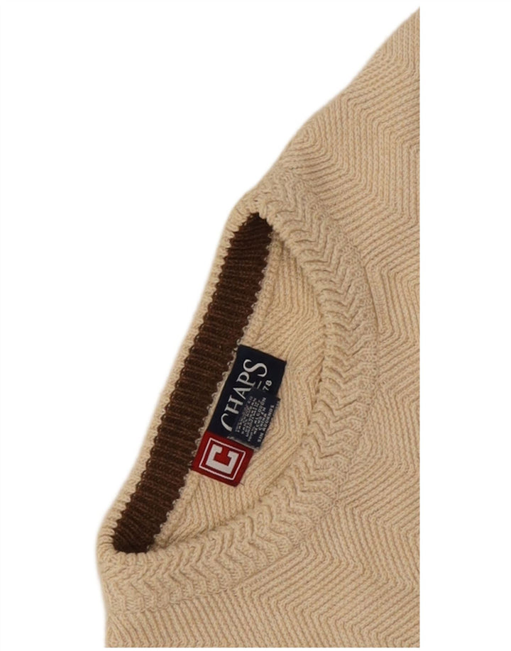 Chaps Herren-Pullover mit Rundhalsausschnitt, mittelbeigefarbene Chevron-Baumwolle