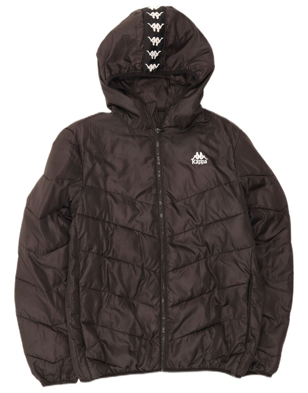 Kappa Wattierte Damenjacke mit Kapuze, UK 16, großes schwarzes Polyamid