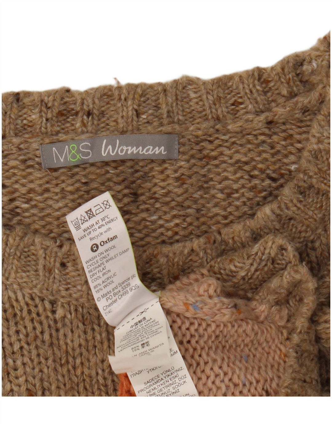 Marks & Spencer Damen-Pullover mit U-Boot-Ausschnitt, Gr. 14, Beige