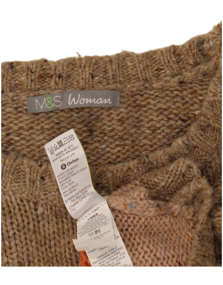 Marks & Spencer Damen-Pullover mit U-Boot-Ausschnitt, Gr. 14, Beige