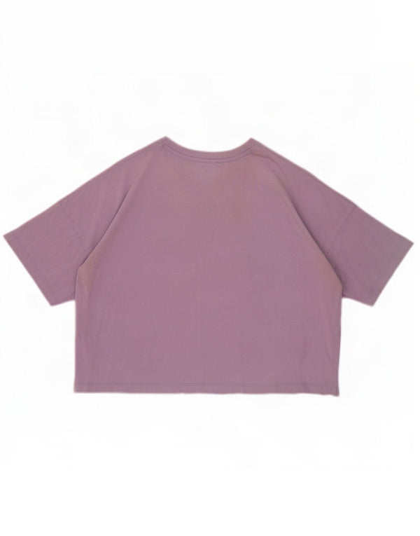 Champion Damen Crop Oversize T-Shirt Top UK 16 Large Lila Baumwolle