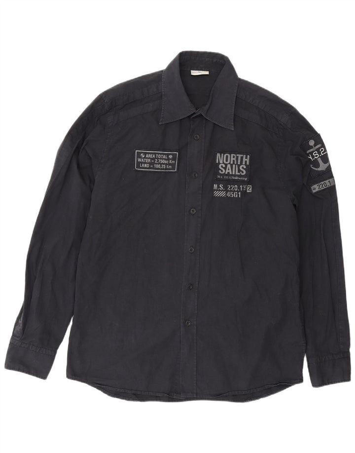 North Sails Herren-Grafikhemd XL aus schwarzer Baumwolle